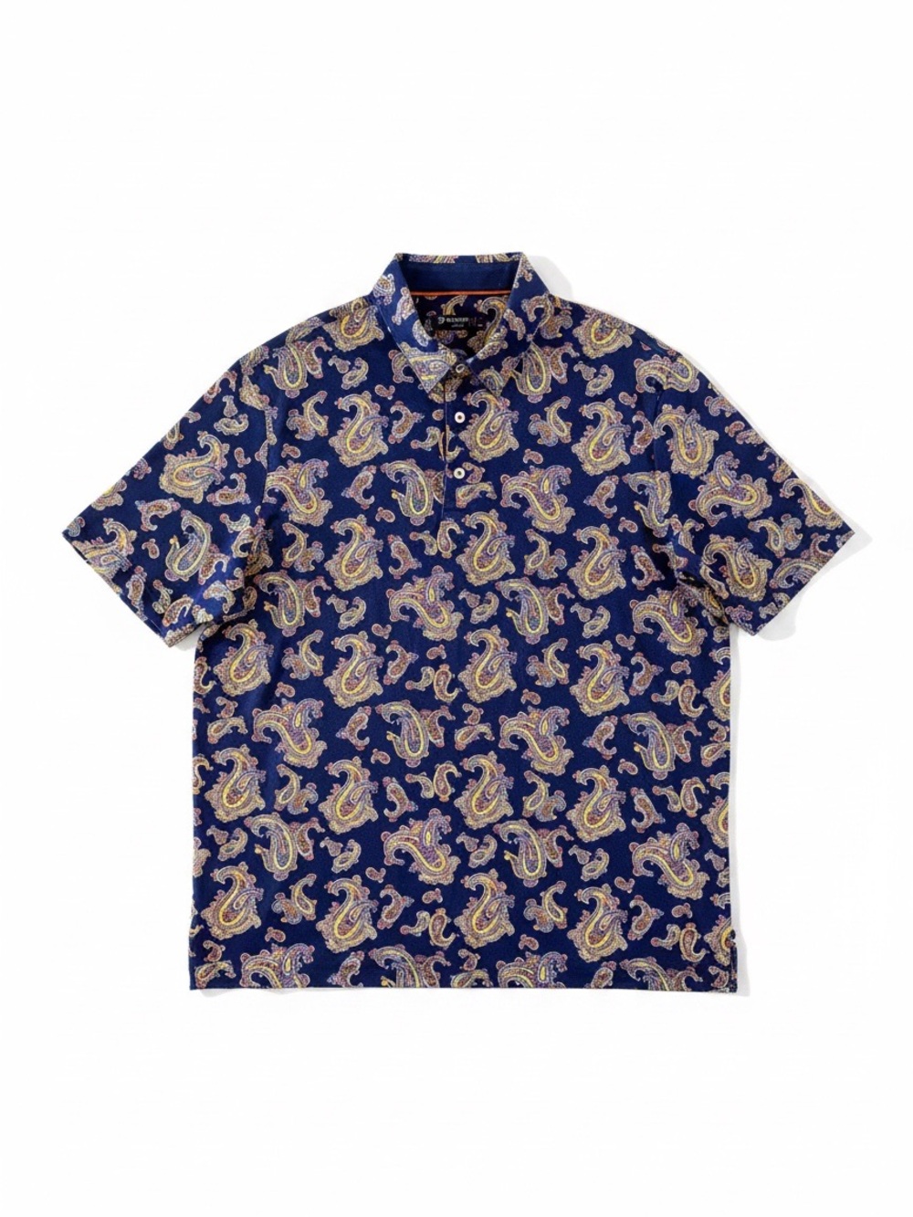 Cremieux Collection Men’s Polo Shirt Paisley Short-Sleeve Navy Multi Size-XL EUC